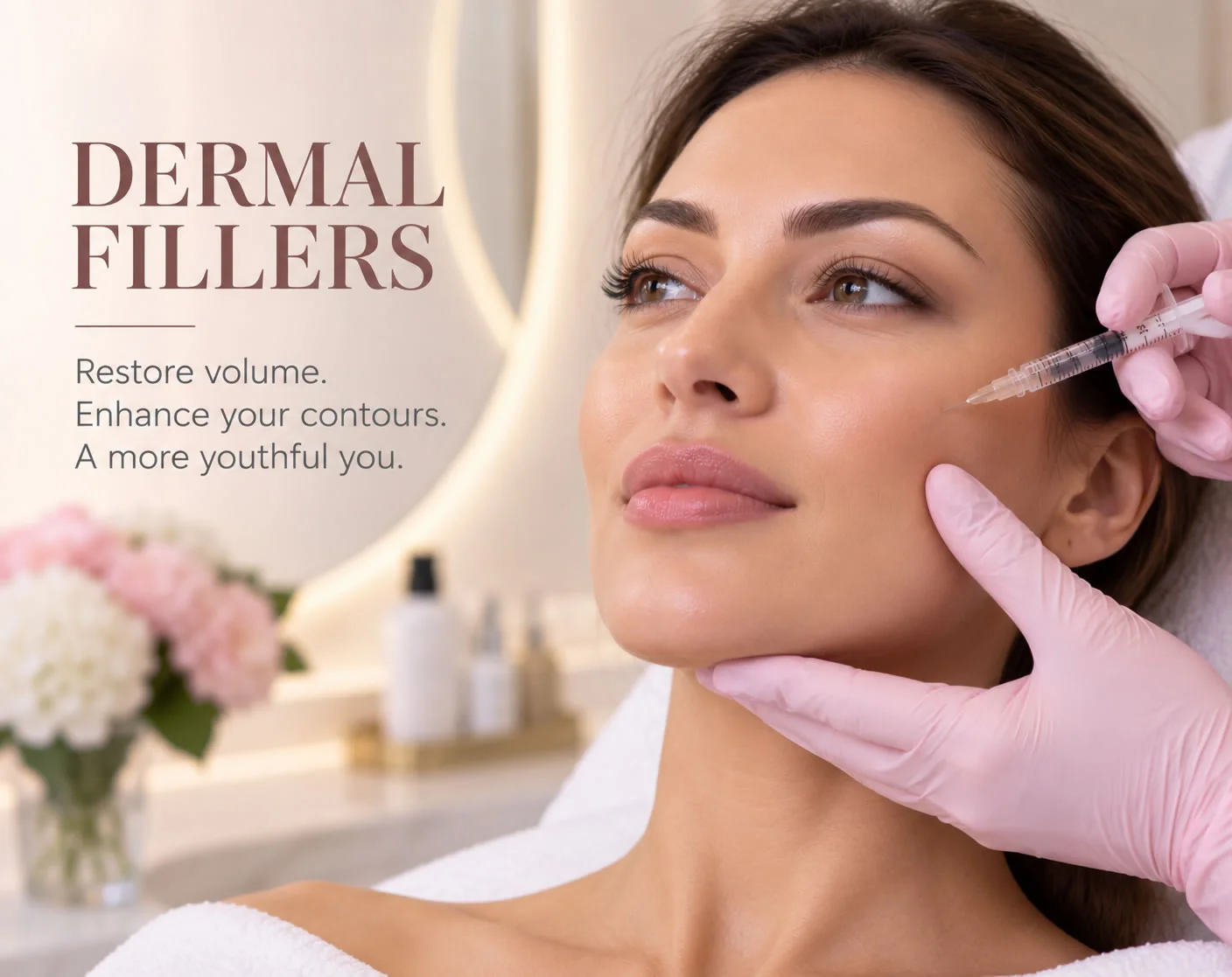 Illustration of dermal filler treatment