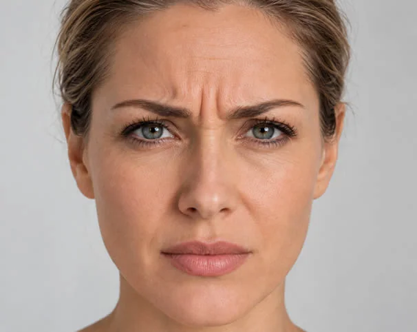 Facial expression lines before treatment illustration